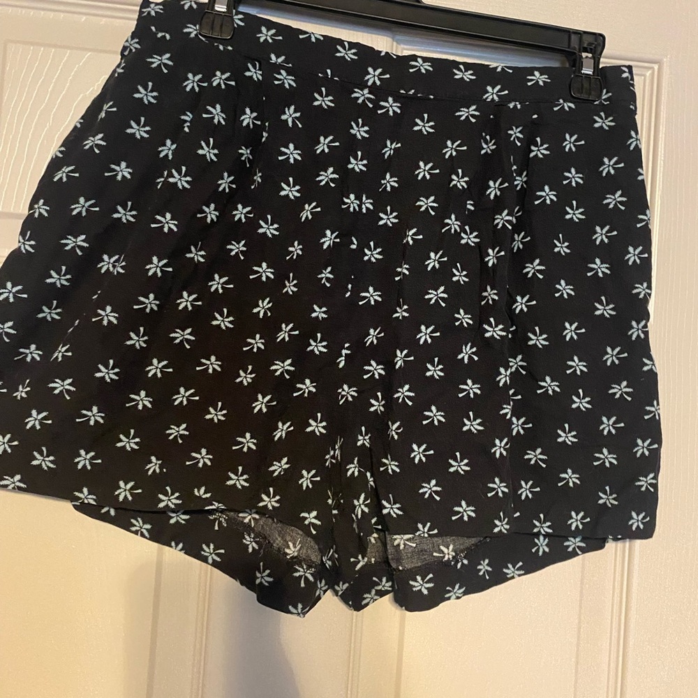 H&M Black Shorts with Light Blue Floral Print